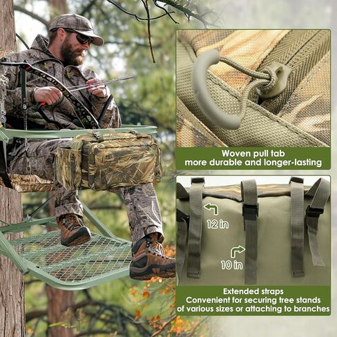 حقيبة تخزين أمامية من PUNCHMAN Treestands، حزمة صيد مموهة مقاومة للماء معلقة على حوامل الأشجار - جيوب متعددة للصيد من أجل إكسسوارات صيد الغزلان للرجال، تعمل مع تسلق الأشجار أو حوامل السلم in Kuwait