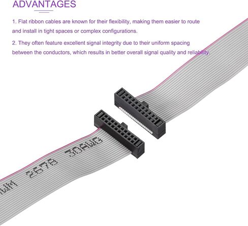 DMiotech 30Pin 0.2m Long 1.27mm IDC Wire Flat Ribbon Cable FC to FC Connector with Grey Color in Saudi Arabia