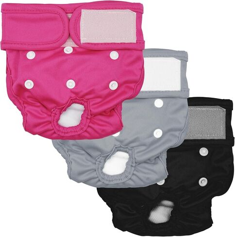 Female Dog Washable & Reusable Period Diapers for Doggie in Heat, Adjustable Comfortable Suitable for Large, Medium and Small Puppy Doggy Pack of 3 Female Dog Pants in Saudi Arabia