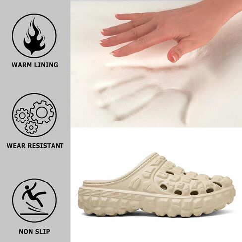 CERYTHRINA Men's Women's Lined Clog Breathable Mesh Lining Indoor Outdoor Walking Garden Clogs Winter Slippers in Kuwait