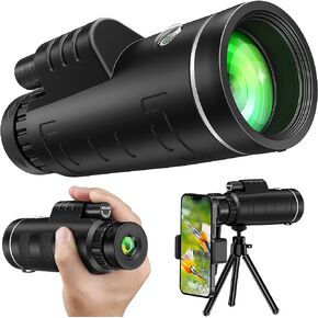 40x60 Adult High Definition Monocular Telescope with Smartphone Adapter, BAK4 Prism FMC Monocular with Clear Low Light Vision for Hunting Wildlife Bird Watching Travel Camping Hiking (DYJ-002)