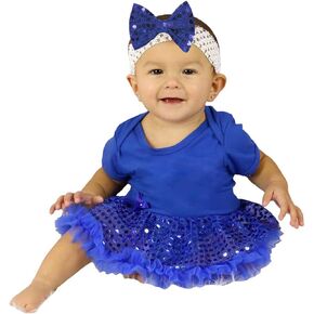 Petitebella Single Color Bodysuit Sequins Tutu Baby Dress Nb-18m