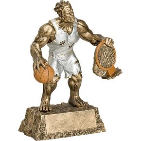 Decade Awards Monster Basketball Trophy 6.75 or 9.5 Inch Tall | Hoops Victory Beast Award | Celebrate Court Conquest and Domination with This Monster Award - Engraved Plate on Request in Kuwait