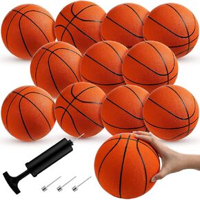 12 Pcs Mini Rubber Basketballs with Air Pump Set 7 Inch Mini Hoop Basketball Small Basketball Junior Size 3 Basketballs for Beginner Basketball Arcade Games Indoor Outdoor Pool Party Favors