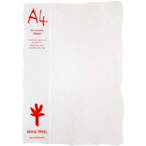 KHADI Paper White RAG (20 Sheets) Packs A4W 150 GSM 8.25" X 11.75"