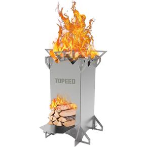Backpacking Camping Rocket Stove,Portable Stainless Steel Wood Burning Camping Stoves for Outdoor Cooking Hiking Survival Travel Picnic BBQ