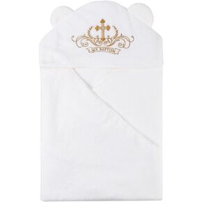 ESTAMICO Unisex Baby Plush Hooded Bath Towels with Embroidery Cross and Cute Ears Baptism for Infants, Toddlers & Kids