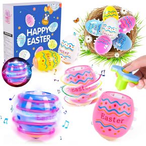 Vatos Easter Toys Eggs for Kids - 6 Pack Lighting & Spining & Singing Plastic Colorful Easter Toys Egss, Easter Basket Stuffers Party Favors Easter Toys Gifts for Kids 3+ Boys Girls