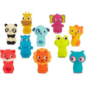 B. – 10 Finger Puppets – Animal Finger Puppets – Fox, Panda, Hippo, Giraffe, Dog – Lion, Cat, Frog, Elephant, Owl – 10 Months + – Pinky Pals Crew