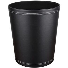 Leather Trash Can Bathroom Wastebasket, 16L/4.2 Gallon Office Garbage Can with Handles for Near Desk, Square Bedroom Waste Basket Bin for Home Dorm Decorative Brown