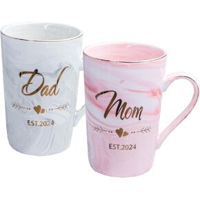 Mugpie Pregnancy Gifts for New Parents - First Time New Mom Gifts Basket for Baby Shower Gender Reveal Announcements - Mom and Dad EST 2024 Mugs Ultrasound Frame Decision Coin Nail kit Bibs Swaddle