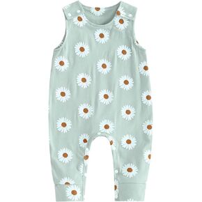 Infant Newborn Baby Girl Clothes Daisy Sleeveless Romper Jumpsuit One Piece Bodysuit Overalls Summer Outfits