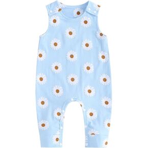Infant Newborn Baby Girl Clothes Daisy Sleeveless Romper Jumpsuit One Piece Bodysuit Overalls Summer Outfits