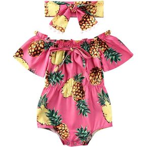 Kuriozud Newborn Infant Baby Girl Off Shoulder Ruffle Romper Bodysuit One Piece Jumpsuit Clothes