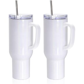 PYD Life 40 OZ Sublimation Tumblers with Removable Handle and Straw Lid Glitter Gold Blanks for 40 OZ Tumbler Heat Press Sublimation Oven Printing 2 Pack