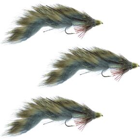 The Fly Fishing Place Zuddler Cone Head Lunchables Streamer Fly Fishing Flies - Bass and Big Trout Streamers Lures - 3 Flies Hook Size 4