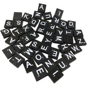 1000PCS Wooden Letter Tiles, A-Z Scrabble Letters for Crafts, Phonics, Spelling, Alphabet Tiles Crossword Game Replacement Pieces, Wall Decor Letters, Black