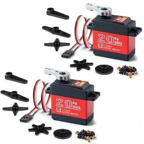 Miuzei 2 Pcs 20KG Servo Motor High Torque RC Servo Metal Gear Waterproof Digital for R/C Model DIY Car Robot, DS3218, Control Angle 270°(2 Pack)