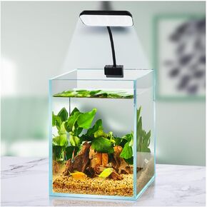 Boxtech Fish Tank Led Light, Small Aquarium Clip On Light, 8W White Led Clamp Light, 4.53 Inch USB Full Spectrum Planted Light for 3 to 6 Gallon Tanks