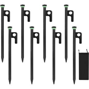 HOLANHIN 20Pcs Tent Stakes, 8in/12in/16in Heavy Duty Tent Stakes with Storage Pouch, Forged Steel Tent Stakes Heavy Duty, Metal Stakes for Tent Used on Rocks, Snowfield(20Pcs 12in Stakes)