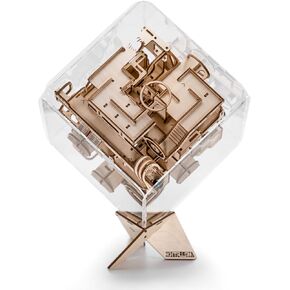 Pro - 3D Puzzles for Adults, Wooden Marble Maze Kit to Build, Play, & Display, 8" Cube, DIY Crafts for Teens, Brain Teaser Puzzles, 217 Pieces of Laser-Cut Wood