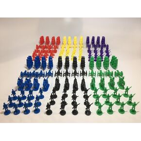 Napoleonic & Civil War Military Miniatures (Set of Six Colors): Plastic Toy Soldiers Set: Infantry, Cavalry, Artillery, Ships: Red, Blue, Yellow, Green, Black, and Purple Colors