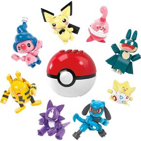 MEGA Pokemon Action Figure Building Toys, Trainer 8 Pack with 189 Pieces, Togepi Pichu Happiny Munchlax Riolet Toxel Elekix and Mime Jr, For Kids (Amazon Exclusive)
