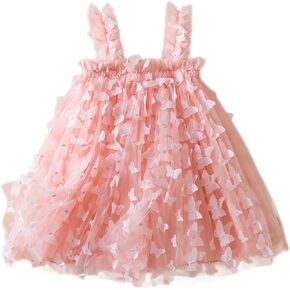 Nileafes Toddler Summer Dress Baby Girl Strap Floral A Line Dress Sleeveless Beach Butterfly Sundress for Toddler Girl