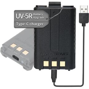 Baofeng UV-5R Battery BL-5 1800mAh Battery Rechargeable Support Type-C USB Direct Charge for Walkie Talkie BaoFeng UV 5R,BF-F8HP,UV-5X3,GT-5R,UV-5RE Two Way Radio