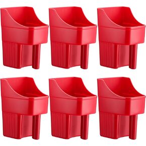Baderke 6 Pcs Feed Scoop Plastic Enclosed Feed Scoop with Measure Marks Heavy Duty Durable Stackable Feed Scoop for Horse Goat Ranchers Livestock Homesteaders Feeding Supplies (Blue)