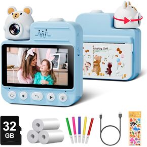 Kids Instant Camera for 3-8 Years Old Kids Toddlers Childrens Boys Girls Christmas Birthday Gifts 3.0 Inch Screen 14MP / 1080P HD Video Camera Baby Instant Print Digital Camera