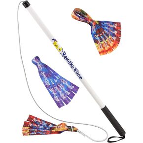 Squishy Face Studio Flirt Pole V2 Dog Exercise Toy Bundle with 2 Lures and 1 Tug, 36-inch, Rainbow, Purple/Blue Tie Dye