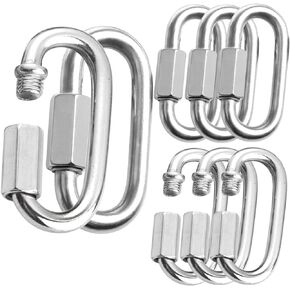 6mm Stainless Steel Oval Quick Link Carabiner, STARVAST 8pcs M6 Quick Links Chain Connector, Heavy Duty Locking Carabiner for Outdoor Activities and Indoor Equipment
