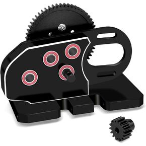 OGRC 2.Low Transmission 30% Overdrive Complete Gearbox with Skid Plate and 15T Motor Pinion for 1/10 Axial SCX10 I II RC Crawler Parts (Black)
