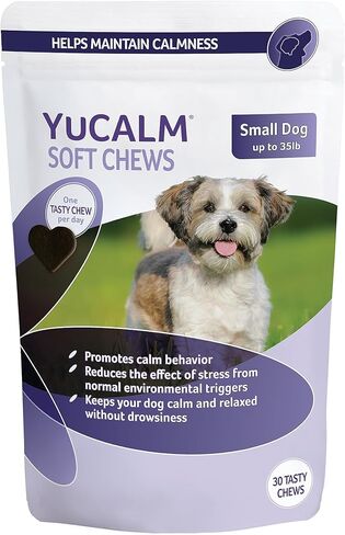 YuCALM One-A-Day Calming Dog Supplement - 30 Tasty Chews to Help Ease Stress and Anxiety with Soothing Lemon Balm and L-Theanine, Large Dogs, Over 65 lbs. in Kuwait