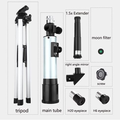 تلسكوب لعلم الفلك للأطفال والكبار للمبتدئين، تلسكوب سفر منكسر محمول 90x، مع حامل ثلاثي القوائم ومجموعة كاملة من الملحقات in Kuwait