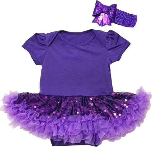 Petitebella فستان أطفال توتو بلون واحد مزين بالترتر Nb-18m in Saudi Arabia