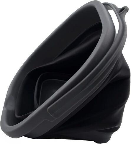 SAMMART 2.6L (0.68 Gallon) Super Mini Sqare Collapsible Plastic Bucket - Foldable Square Tub - Portable Fishing Water Pail - Space Saving Outdoor Waterpot (Grey/Black (Set of 2)) in Saudi Arabia