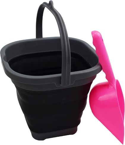 SAMMART 2.6L (0.68 Gallon) Super Mini Sqare Collapsible Plastic Bucket - Foldable Square Tub - Portable Fishing Water Pail - Space Saving Outdoor Waterpot (Grey/Black (Set of 2)) in Saudi Arabia