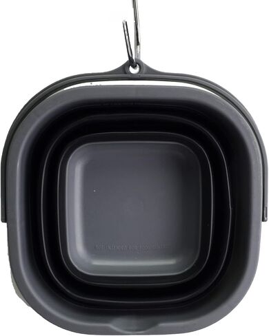SAMMART 2.6L (0.68 Gallon) Super Mini Sqare Collapsible Plastic Bucket - Foldable Square Tub - Portable Fishing Water Pail - Space Saving Outdoor Waterpot (Grey/Black (Set of 2)) in Saudi Arabia