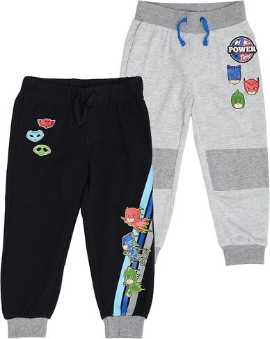 PJ Masks Baby Boys' Joggers Pants 2 Pack Set-Toddler Sweatpants Featuring Catboy, Gekko, and Owlette, Grey/Black, 2T in Kuwait