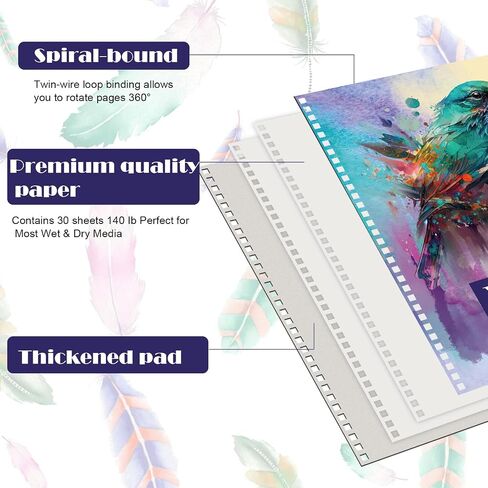 Jetec 12 Pcs 5.5 x 8.5 Inch Watercolor Paper Pad 140lb 300gsm Watercolor Pad Art Supply Acid Free Paper 30 Sheets Each Spiral Bound for Paint Pencil Ink Charcoal Pastel Acrylic Wet Dry Media Artist in Saudi Arabia