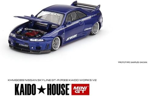 نموذج سيارة مصغر حقيقي متوافق مع Nissan Skyline GT-R (R33) Kaido Works V2 Blue Limited Edition 1/64 Diecast Model Car Kaido House KHMG089 in Saudi Arabia