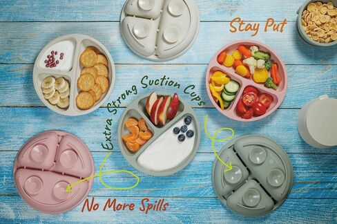 Silicone Baby Feeding Set, Baby Led Weaning Supplies - Suction Plate and Bowl, Self Feeding Spoon and Fork, 2 Bendable Spoons, Tiny Cup, Bib, First Stage Eating Utensils, Baby Dishes in Saudi Arabia