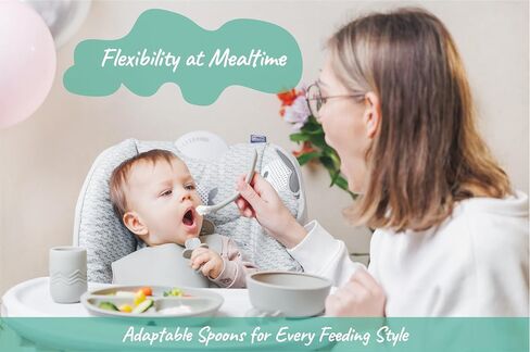 Silicone Baby Feeding Set, Baby Led Weaning Supplies - Suction Plate and Bowl, Self Feeding Spoon and Fork, 2 Bendable Spoons, Tiny Cup, Bib, First Stage Eating Utensils, Baby Dishes in Saudi Arabia