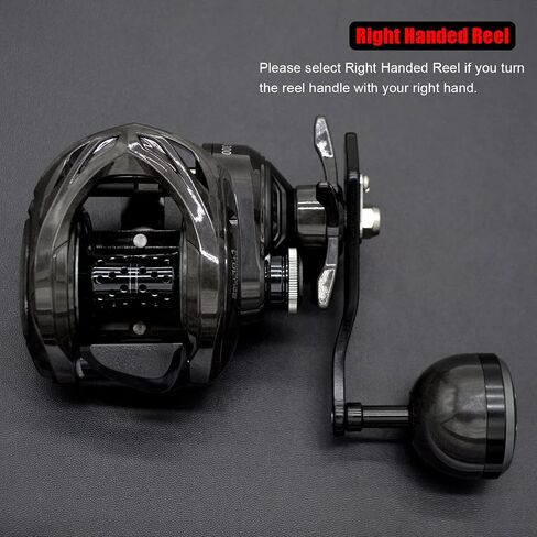 بكرة صيد CAMEKOON Carbon 300 Baitcasting، بكرات Baitcaster ذات سعة عالية، نسبة تروس 6.3:1، محامل كروية من الفولاذ المقاوم للصدأ 10+1، مكابح مغناطيسية 10 أزرار، إطار من ألياف الكربون وأغطية جانبية in Kuwait