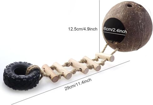 naneezoo 2 حزمة الناسك سرطان البحر جوز الهند قشر كوخ الفهد أبو بريص مخبأ مع سلم الزواحف كهف الموائل مع حلقة معلقة وكوب الشفط، ديكور Terrarium لسرطان الناسك، سحلية، أبو بريص in Kuwait