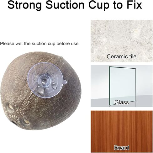 naneezoo 2 حزمة الناسك سرطان البحر جوز الهند قشر كوخ الفهد أبو بريص مخبأ مع سلم الزواحف كهف الموائل مع حلقة معلقة وكوب الشفط، ديكور Terrarium لسرطان الناسك، سحلية، أبو بريص in Kuwait