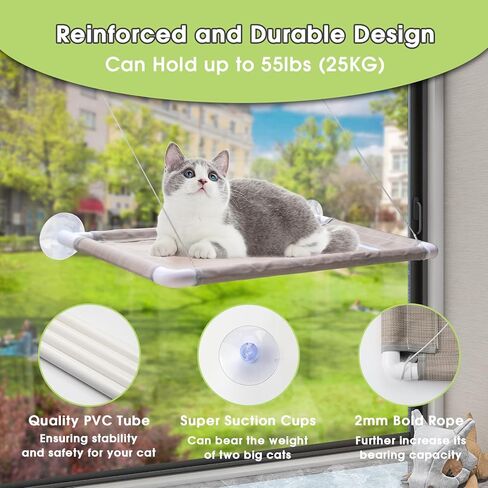 Cat Window Perch - Cat Window Hammock Cat Bed Window for Large Cats, Space Saving Cat Shelves Window Mounted Safety Cat Seat, Providing All Around 360° Sunbathe for Indoor, for All Seasons in Kuwait