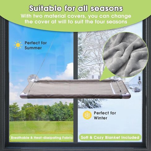 Cat Window Perch - Cat Window Hammock Cat Bed Window for Large Cats, Space Saving Cat Shelves Window Mounted Safety Cat Seat, Providing All Around 360° Sunbathe for Indoor, for All Seasons in Kuwait